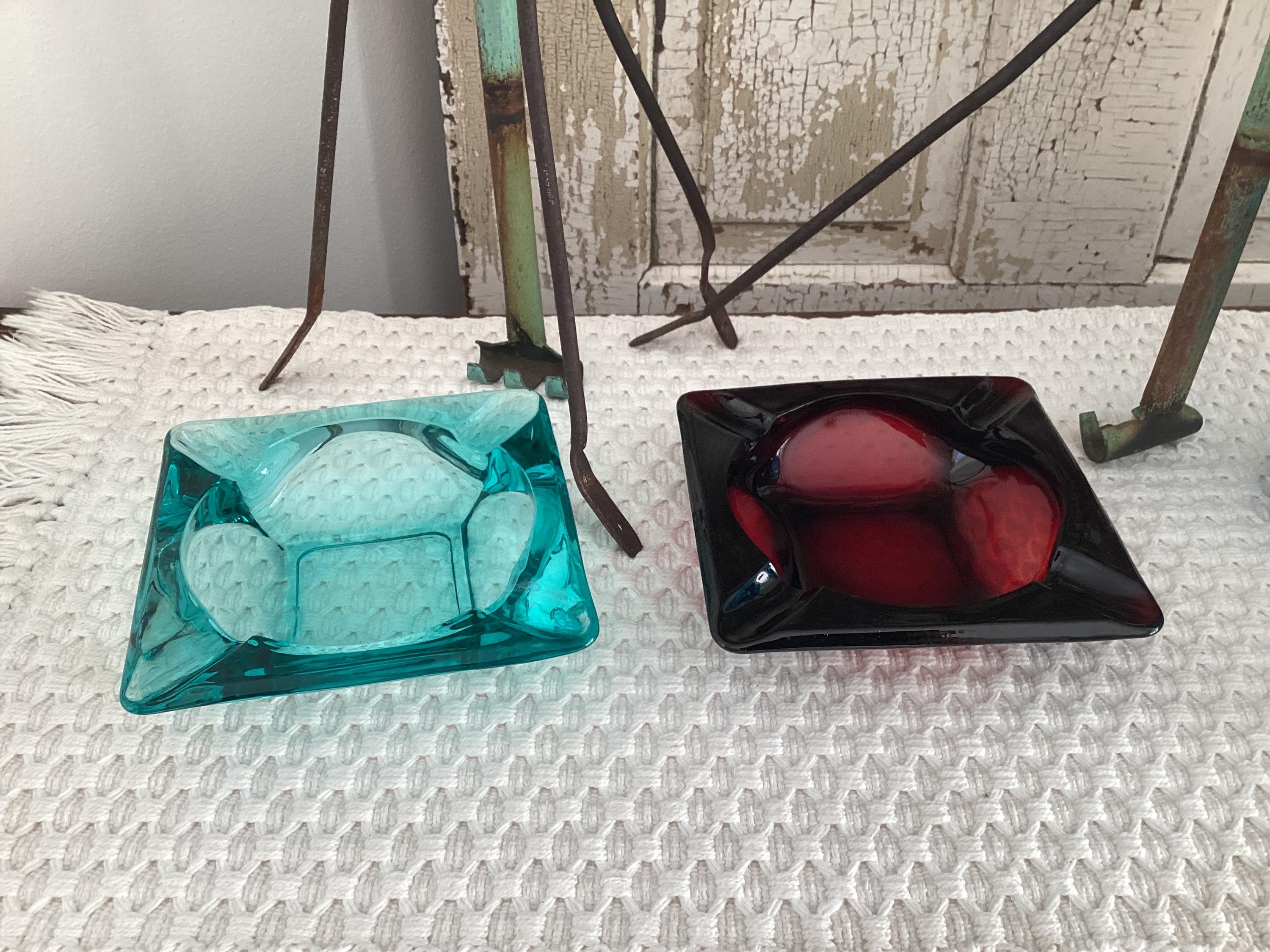Blue Glass Ashtray - Etsy