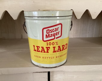 Vintage Oscar Mayer 100% Leaf Lard 4# bucket with lid and handle