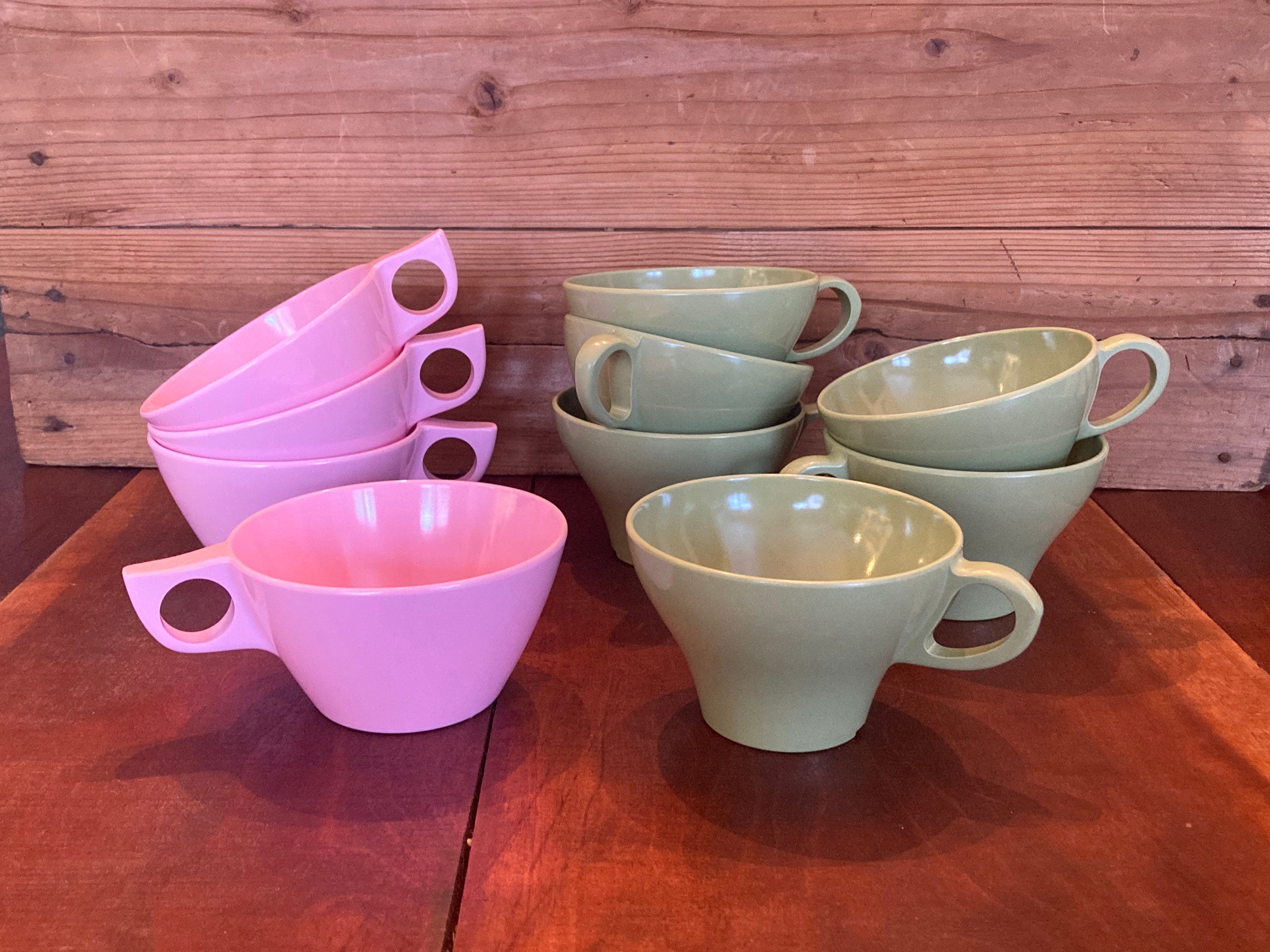 Vintage Sets of Pink and Sets of Green Melmac Coffee/tea Cups Etsy