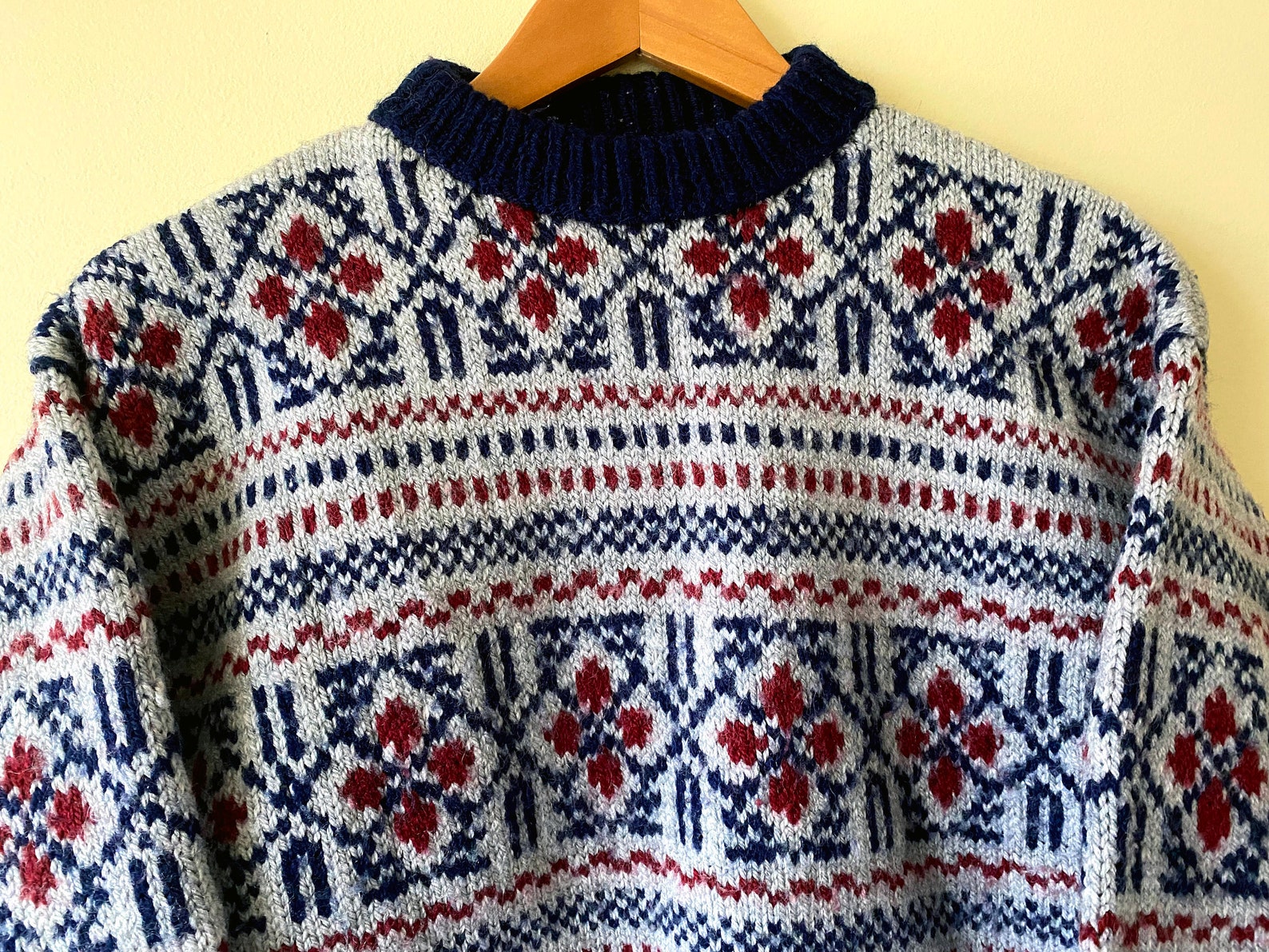 Scandinavian Sweater 842 Wool Nordic Style Knitted Vintage Etsy