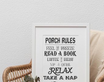 Porch Rules *Instant Digital Download JPG, PNG*