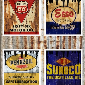24 Vintage Style Motor Oil Coasters Printable *Instant Digital Download JPG* W4&quot;xH4&quot;