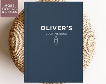 Libro de recetas de cócteles personalizados, libro de recetas de bar de mixología, diario de cócteles con nombre personalizado, regalo personalizado para barman, carpeta de cócteles, carrito de bar