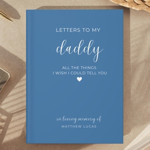 Cartas a mi papá, diario de regalo conmemorativo, diario de duelo personalizado por la pérdida de papá, cartas a mi papá en el cielo, regalo de condolencias, regalo por la pérdida del padre