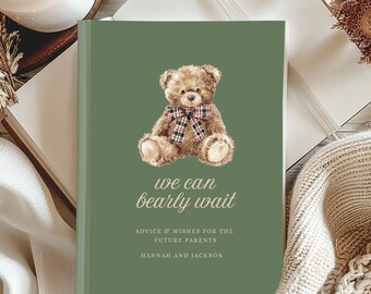 Bearly Wait Babyshower Gastenboek Wensen voor baby Teddybeer is onderweg Decor babyshower Aangepast gastenboek Gepersonaliseerd