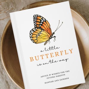 Butterfly Baby Shower Guest Book, Wishes for Baby, Boho Butterfly Baby Shower Decor, Custom Guestbook Personalized Gender Neutral