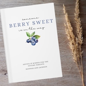 Beere Babyparty-Gästebuch, Wünsche für Baby Blaubeere, jemand Beere Süß ist auf dem Weg Babyparty-Dekor Kundenspezifisches Gästebuch personalisiert