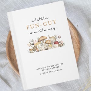 Fungi Baby Shower Guest Book, Wishes for Baby, A Little Fun-Guy Is On The Way, Baby Decor Custom Guestbook Gender Reveal Advice For Parents
