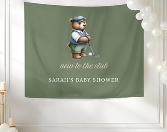Golf-Babyparty-Willkommensschild New To the Club Bearly Warten Sie Babyparty-Dekor Individuelles Willkommensschild Personalisiert