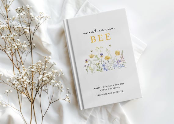 Bee Baby Shower Guest Book, Wishes for Baby Bee, Sweet as Can Bee Baby Shower Decor Custom Guestbook, Advice Personalized Name