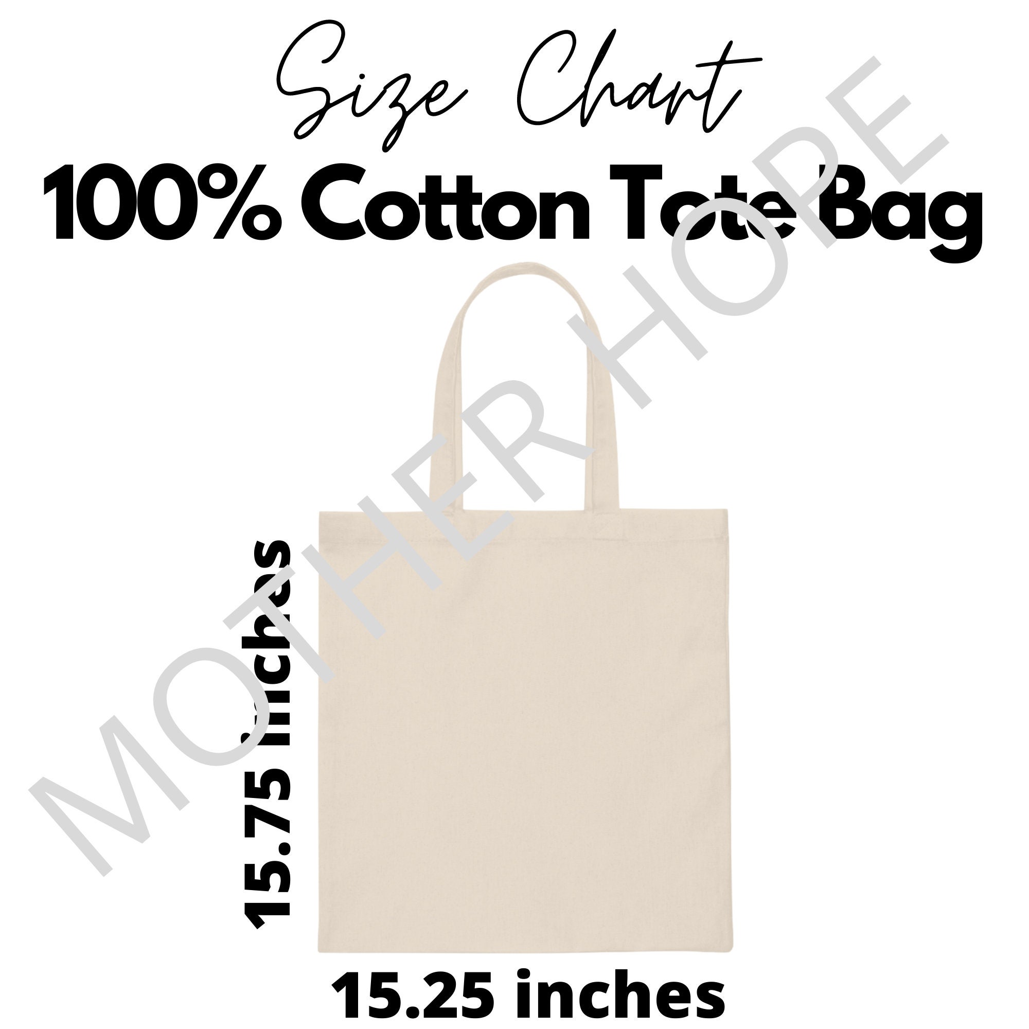 Cotton Tote Bag Size Chart Tote Bag Size Chart Canvas Tote | Etsy