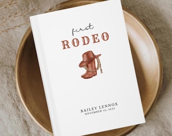 First Rodeo Boy Birthday Sign In Guest Book, Personalized Boy First Birthday Guest Book, 1st Birthday Letters Party Book