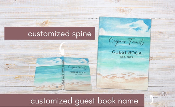 Personalized Beach House Guest Book, Custom Map, Vacation Home Guest Book,  Housewarming, Welcome Book, Home Memory Book, Any Location 