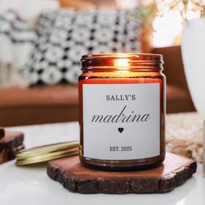 Bougie personnalisée Madrina Padrino Est, cadeaux personnalisés pour les parrains et marraines, cadeau de remerciement d'appréciation pour la marraine et le parrain
