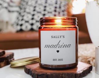 Personalisierte Madrina Padrino Est Benutzerdefinierte Kerze, personalisierte Geschenke für Paten, Patin Pate Pate Wertschätzung Danke Geschenk