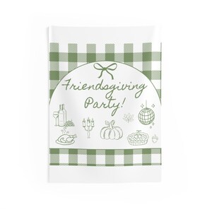 FRIENDSGIVING Party Banner Welcome Sign Fall Thanksgiving Potluck Sign Hand Drawn Holiday Dinner Party for Friends Thanksgiving Pumpkin image 10