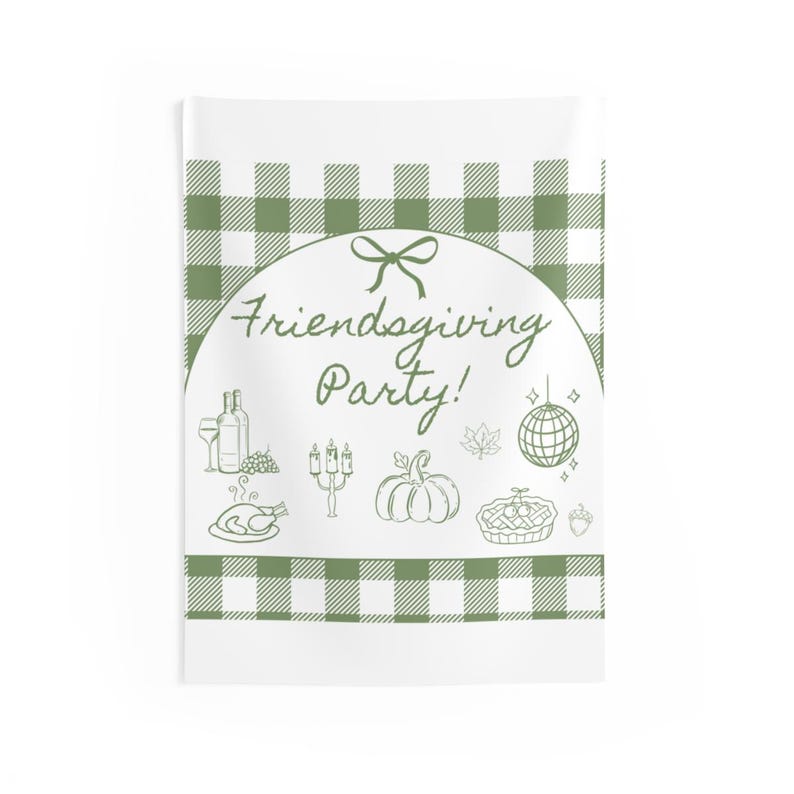 FRIENDSGIVING Party Banner Welcome Sign Fall Thanksgiving Potluck Sign Hand Drawn Holiday Dinner Party for Friends Thanksgiving Pumpkin image 10