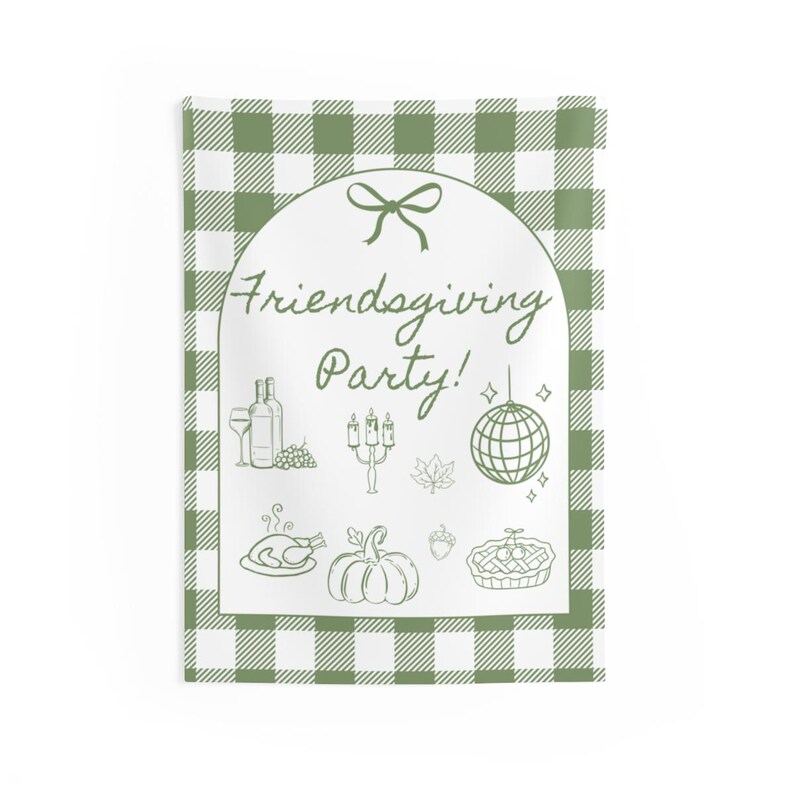 FRIENDSGIVING Party Banner Welcome Sign Fall Thanksgiving Potluck Sign Hand Drawn Holiday Dinner Party for Friends Thanksgiving Pumpkin image 9