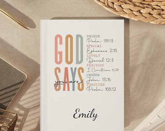 Personalisiertes Gebetstagebuch für Frauen, Gebetstagebuch für Frauen, christliche Mutter Oma, Schwester Christian Geschenk Journal, Gott sagt, dass du Tagebuch bist