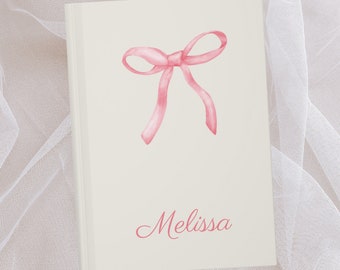 Coquette Notebook, Personalized Name Notebook, Custom Pink Bow Journal, Coquette Bachelorette, Mother Girly Daughter, Coquette Aesthetic,