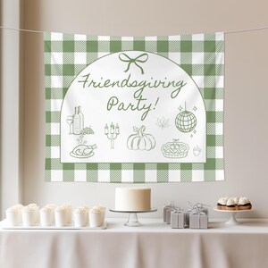 FRIENDSGIVING Party Banner Welcome Sign Fall Thanksgiving Potluck Sign Hand Drawn Holiday Dinner Party for Friends Thanksgiving Pumpkin image 4