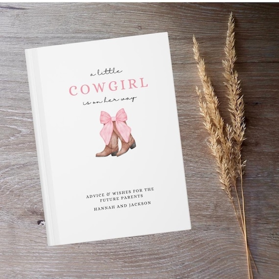 Cowgirl Baby Shower Guest Book, Wishes for Baby, A Little Cowgirl Is On The Way Baby Shower Decor Custom Guestbook, Advice Personalized Name