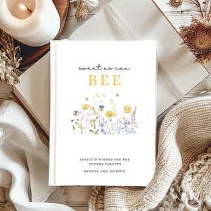 Livre d'or pour une baby shower sur le thème des abeilles, vœux pour bébé abeille, décoration personnalisée pour une baby shower sur le thème des abeilles, livre d'or personnalisé avec le nom de la future maman image 9