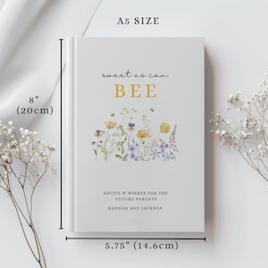 Livre d'or pour une baby shower sur le thème des abeilles, vœux pour bébé abeille, décoration personnalisée pour une baby shower sur le thème des abeilles, livre d'or personnalisé avec le nom de la future maman image 2