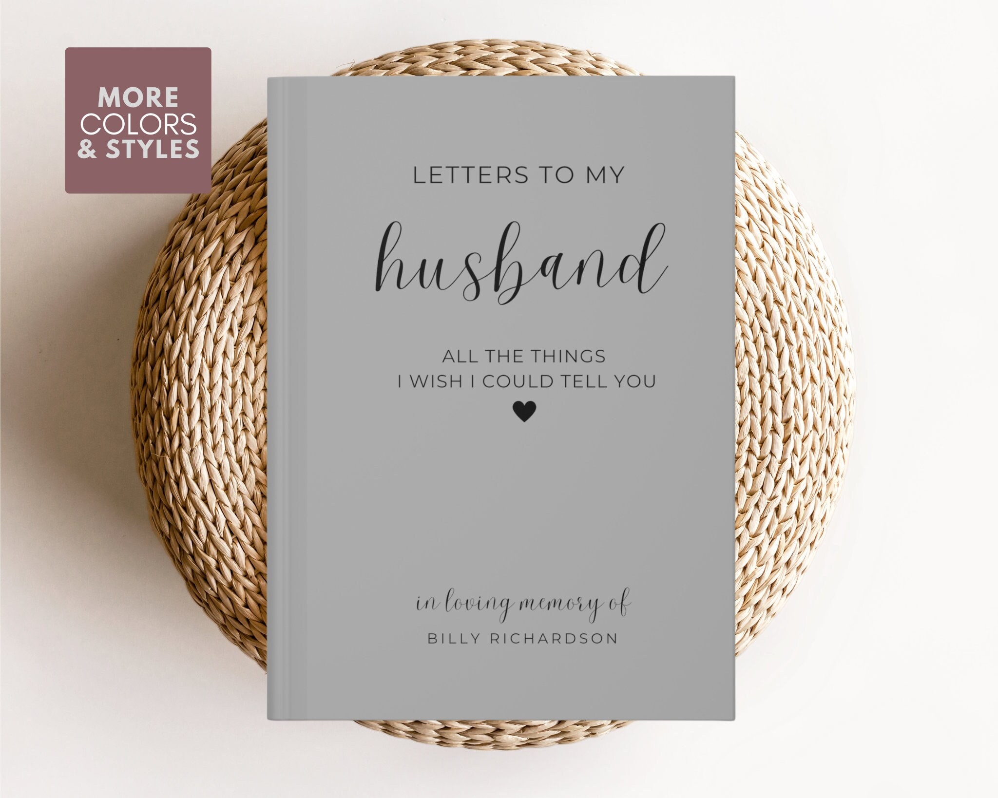 Husband Memorial Journal Gift, Letters to Husband in Heaven Custom Loss of Husband Personalized Husband Memorial Gift Sympathy Grief Journal