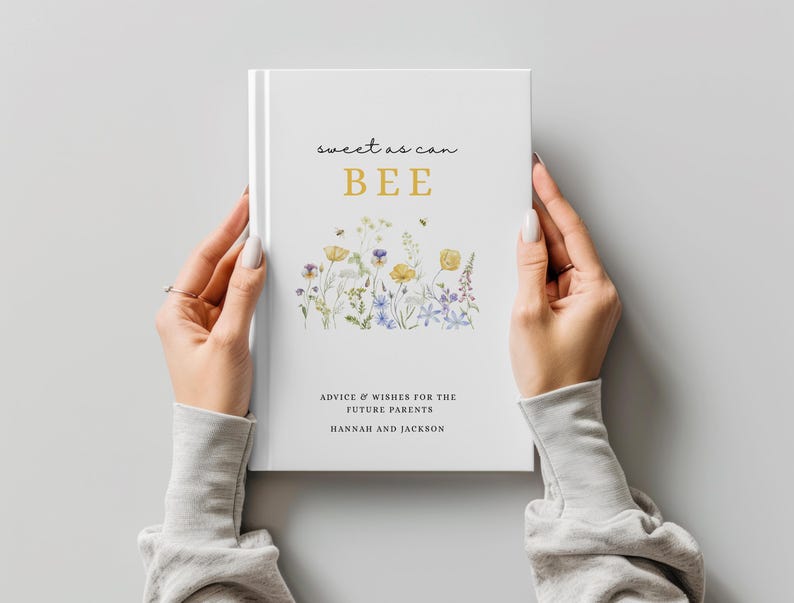 Livre d'or pour une baby shower sur le thème des abeilles, vœux pour bébé abeille, décoration personnalisée pour une baby shower sur le thème des abeilles, livre d'or personnalisé avec le nom de la future maman image 10