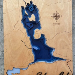 Fichier svg Eden Lake pour lasers, carte côtière Svg, carte laser découpée fichier, carte de profondeur du lac svg, svg de carte de la baie, svg vacances, svg cadeau vacances