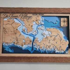 De Tour Village svg file for lasers, Lake map Svg, Glowforge map svg, laser map cut file, lake depth map svg, Lake Depth map