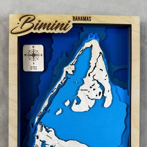 Bimini-kaart svg, kaart van het meer Svg, Glowforge kaart svg, laserkaart gesneden bestand, kaart van de diepte van het meer svg, kaart van de diepte van het meer, meerlagige kaart