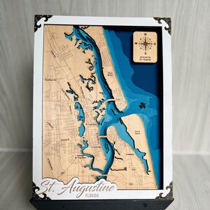 St Augustine Florida Karte, Weihnachtsgeschenk, Laser-Karte, Einweihungsgeschenk, Hausdekoration, Braut und Bräutigam Geschenk, Hochzeitsgeschenk, Geschenk