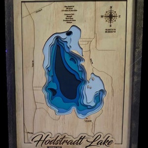Hodstrandt Lake Wisconsin svg file for lasers, Lake map Svg, Glowforge map svg, laser map cut file, lake depth map svg, wedding gift,