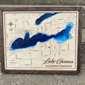 Carte du lac Léman Svg, Svg de carte du lac, Glowforge carte svg, fichier découpé au laser, carte côtière svg, svg côtière, carte du lac multicouche svg, carte de la baie de pêche