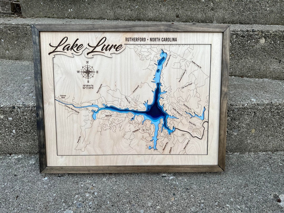 Lake Lure North Carolina Svg File for Lasers, Lake Map Svg,