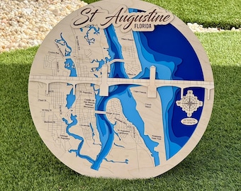 St Augustine Florida svg file,Christmas gift, laser map,Housewarming gift,home decoration, bride and groom gift svg, wedding gift svg, gift