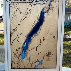 Greenwood Lake New York svg-bestand voor lasers, kaart van het meer Svg, Glowforge kaart svg, laserkaart gesneden bestand, kaart van de diepte van het meer svg, huwelijkscadeau,