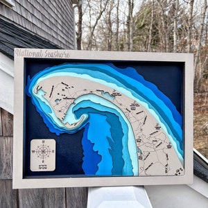 National Seashore MA svg file for lasers, Lake map Svg, Glowforge map svg, laser map cut file, lake depth map svg, wedding gift, beach svg