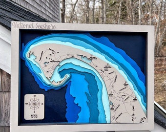 National Seashore MA svg file for lasers, Lake map Svg, Glowforge map svg, laser map cut file, lake depth map svg, wedding gift, beach svg
