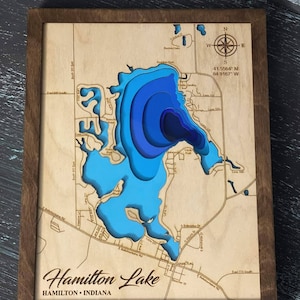 Hamilton Lake map Svg File,Lake Svg, Glowforge lake map svg, laser cut map, lake depth map svg, Lake Depth map,lake laser files, lake 3d map