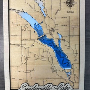 The Saylorville Lake in IOWA svg file for lasers, Lake map Svg, Glowforge map svg, laser map cut file, lake depth map svg, wedding gift,