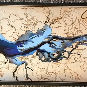 Archivo svg del mapa del río Columbia para láseres, mapa topográfico, mapa del lago Svg, mapa Glowforge svg, mapa de profundidad del lago svg, regalo de boda,