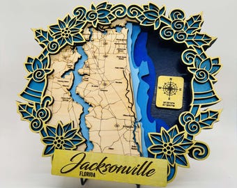 Jacksonville Wreath theme map svg design,housewarming gift,couple gift, closing gift,wedding gift,realtor gift, holiday gift, christmas gift