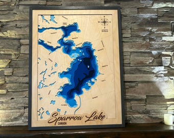 Customized Map svg, Layered map svg, 3d map, glowforge file, laser cut map svg, lake map svg, layered svg, topographic map, layered lake map