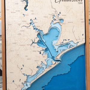 Galveston Texas Map svg file for lasers, Lake map Svg, Glowforge map svg, laser map cut file, lake depth map svg, wedding gift, beach svg