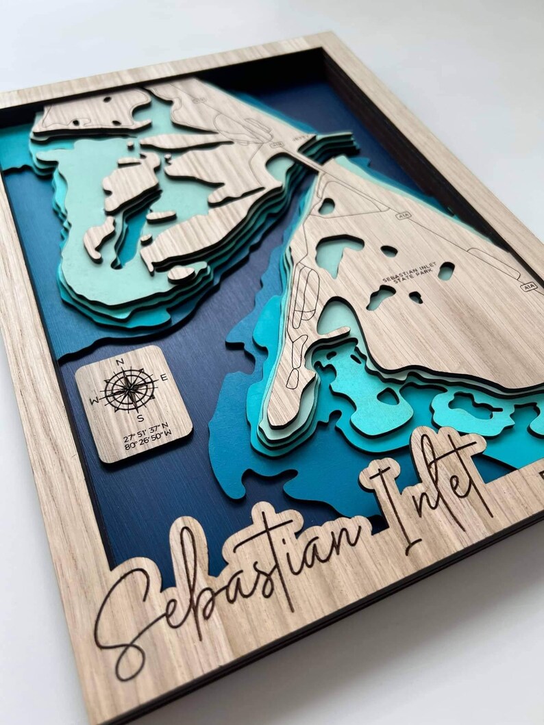 Sebastian Inlet Florida Map SVG: Layered Topography (digital File ...