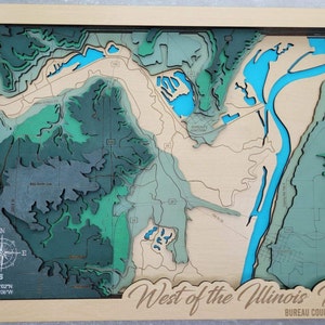 West of Illinois svg file for lasers, Topographic map, Lake map Svg, Glowforge map svg, lake depth map svg, wedding gift,