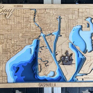 Tampa Bay Gasparilla, Florida, SVG-Datei für Lasergravierer, See Karte geschnitten Datei, Geburtstagsgeschenk, Landkarte, Landkarte, Landkarte, Wasserzeichen, Landkarte